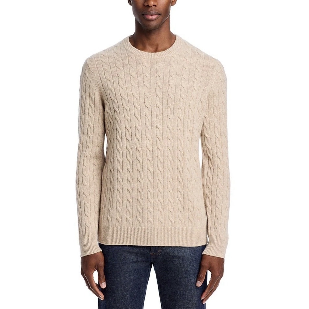 The Men's Store at Bloomingdale's Cashmere Cable Knit Sweater Men's M Oatmeal